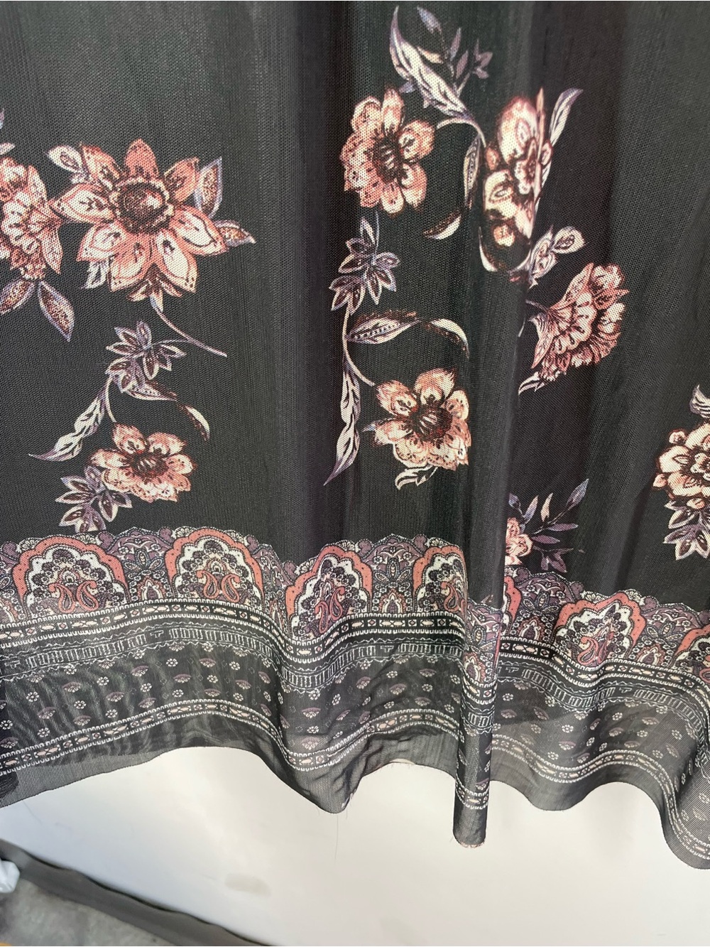 Style & Co Floral Bell Sleeve Dress Black Large Boho Cottagecore Chic Whimsigoth - Picture 4 of 12